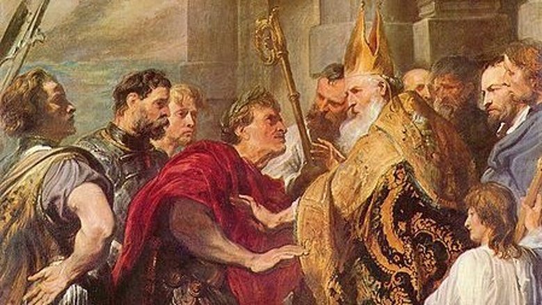 Der Heilige Ambrosius mit Kaiser Theodosius Der Heilige Ambrosius mit Kaiser Theodosius