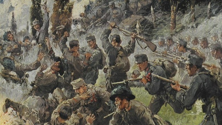 Nahkampf auf dem Doberdo an der Isonzo-Front, Zeichnung von R.A. Höger