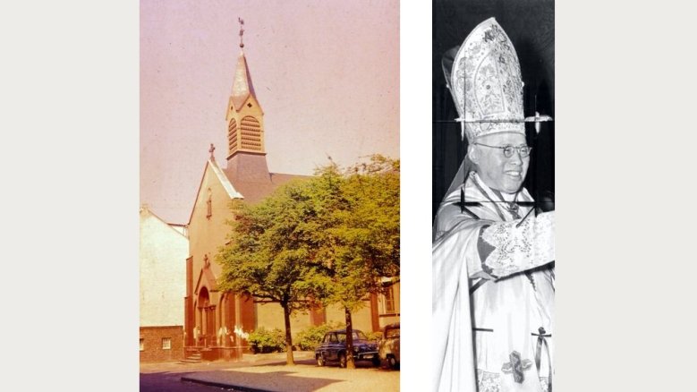 Herz-Jesu-Krankenhauskapelle um 1960 und Kardinal Tien Ken-sin