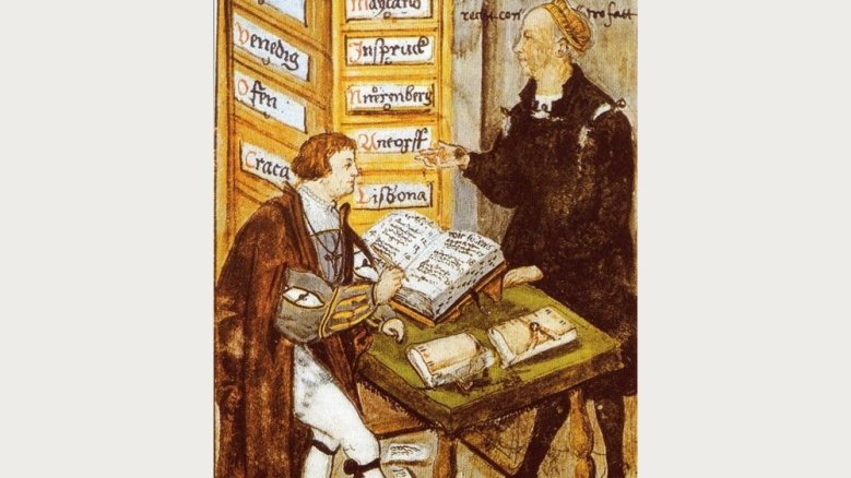 Jakob Fugger 1518 in seinem Augsburger Kontor