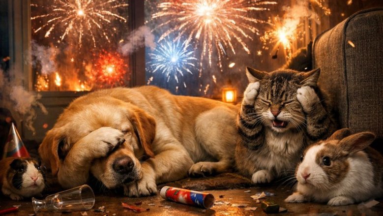 Haustiere an Silvester