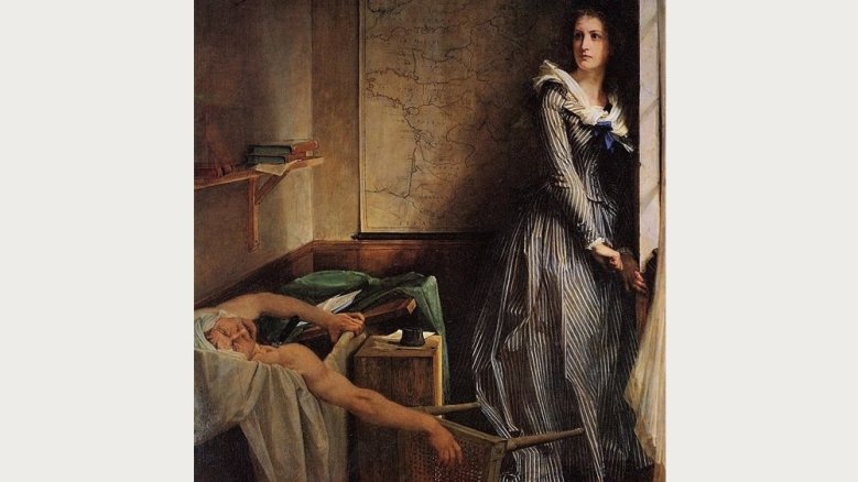 Charlotte Corday meuchelt Marat, Gemälde von Paul Baudry, 1858 Charlotte Corday meuchelt Marat, Gemälde von Paul Baudry, 1858