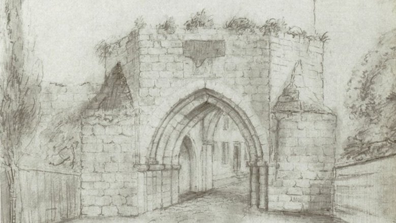 Grimmelstor - Ansicht von außen um 1860 Grimmelstor - Ansicht von außen um 1860