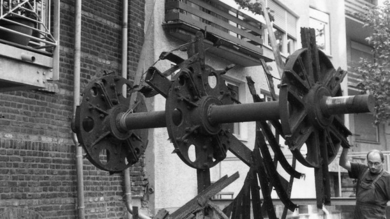 Mühlrad der Stadtmühle Mitte der 1990er-Jahre Mühlrad der Stadtmühle Mitte der 1990er-Jahre