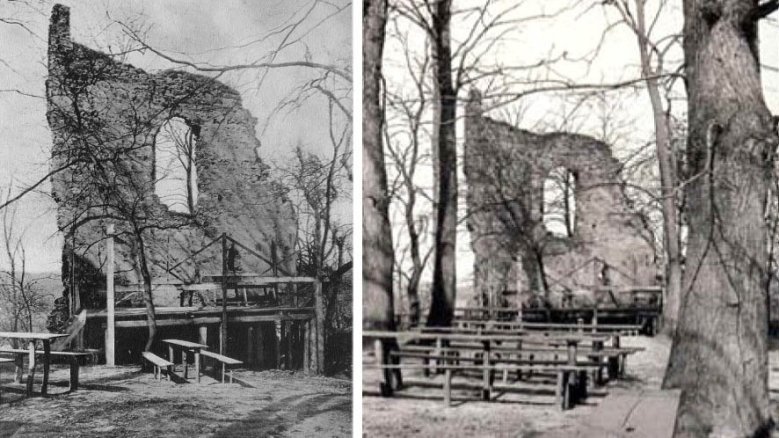 Ruine des Ulrather Hofes 1935 bzw. Außengaststätte in den 1930er-Jahren Ruine des Ulrather Hofes 1935 bzw. Außengaststätte in den 1930er-Jahren