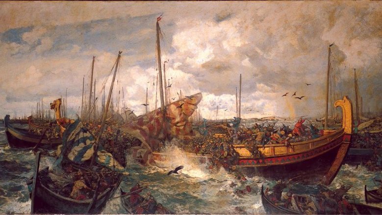 Seeschlacht von Svold, Gemälde von Otto Sinding (1842-1909) Seeschlacht von Svold, Gemälde von Otto Sinding (1842-1909)