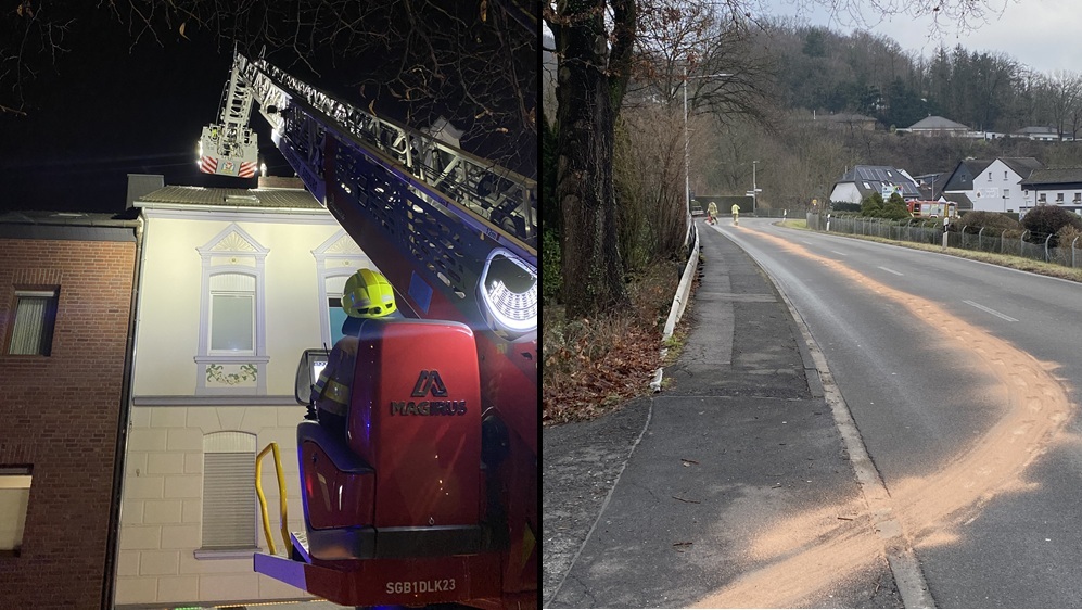 FW Kaminbrand und Ölspur