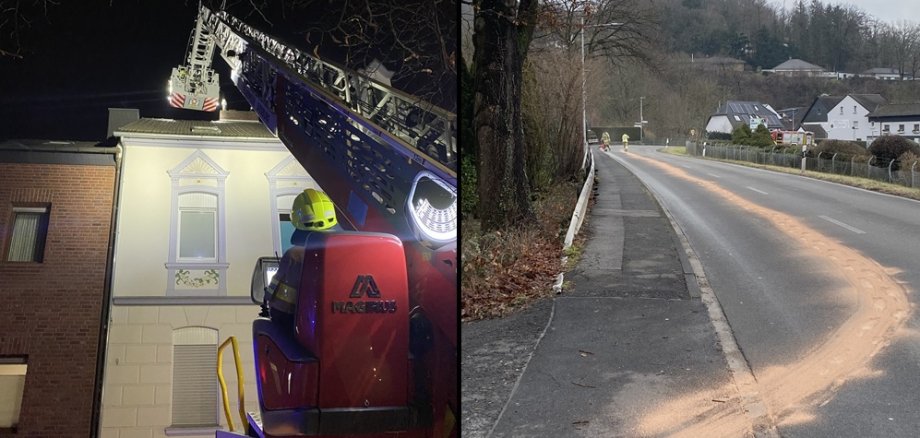 FW Kaminbrand und Ölspur