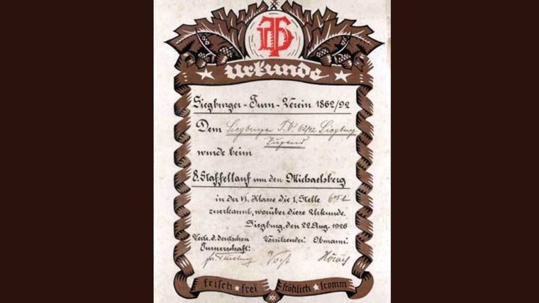 Staffellauf Urkunde 1926 Staffellauf Urkunde 1926