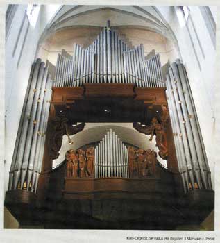 Das Bild zeigt die Orgel in der Sankt Servatius Kirche.