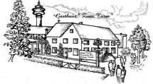 Das Foto zeigt eine Bleistiftzeichnung eines Gasthauses in Braschoß