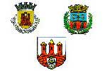 Die Wappen der drei Partnerstädte Nogent, Guarda und Boleslawiec (Bunzlau)