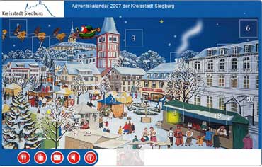 Der Adventskalender mit weihnachtlichem Siegburg-Motiv