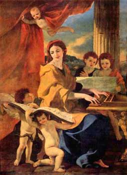 Ein Gemälde der heiligen Cäcilie, Schutzpartonin der Kirchen- und Hausmusik 