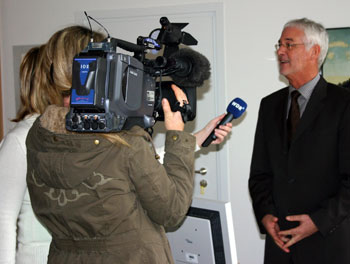 Bürgermeister Huhn beim Interview mit dem WDR