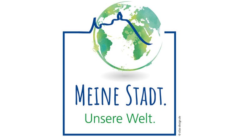 Logo - Meine Stadt. Unsere Welt. Das Bild zeigt das Logo der Aktion "Meine Stadt. Unsere Welt"