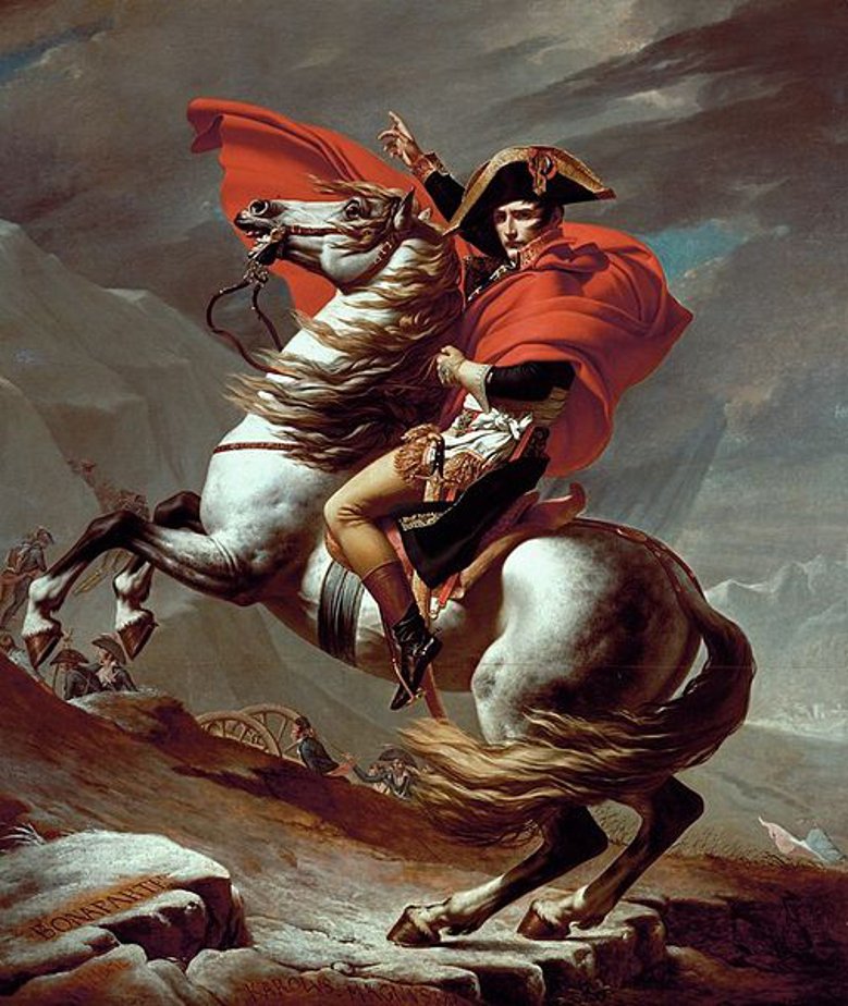 Napoleon am Großen St. Bernhard, Gemälde von Jacques-Louis David Napoleon am Großen St. Bernhard, Gemälde von Jacques-Louis David
