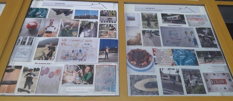 2020-05-15_Gesamtschule Collage hinter einer Glasscheibe