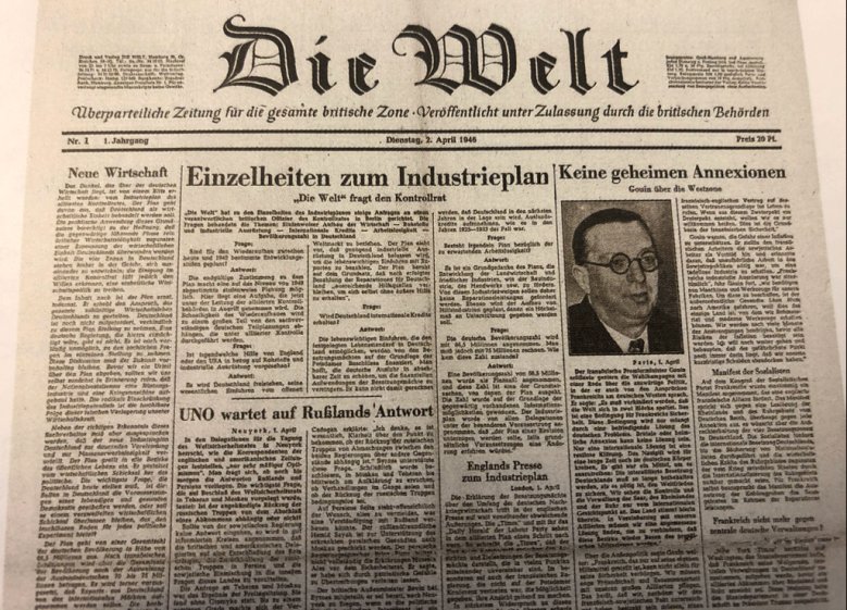 Erstausgabe-Welt Die Erstausgabe der Zeitung Die "Welt"