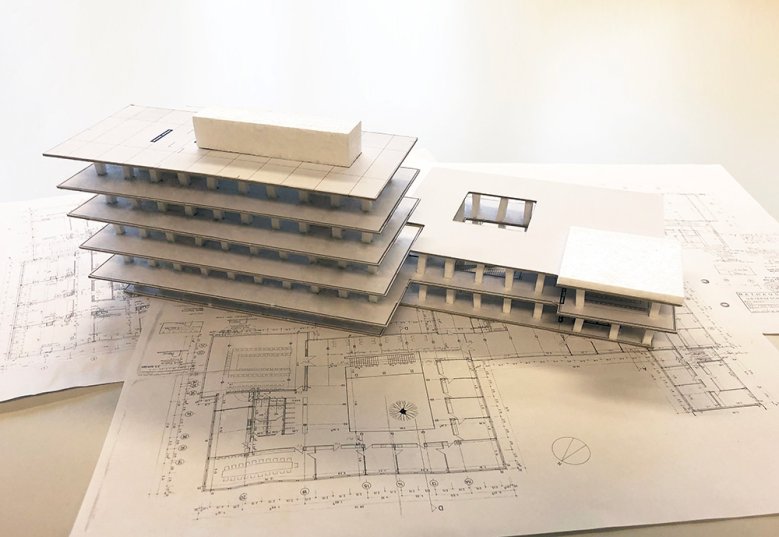 Rathausmodell Auf dem Bild sieht man ein Modell vom zukünftigen Rathaus