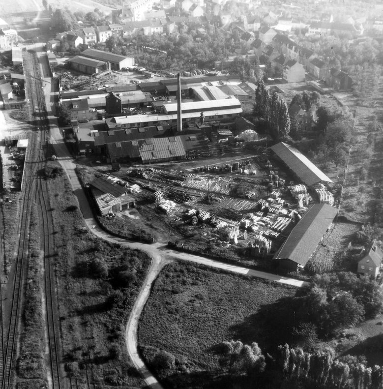 Sägewerk Ufer auf der Zange, Luftbild 1965 Sägewerk Heinrich Ufer auf der Zange, Luftbild 1965