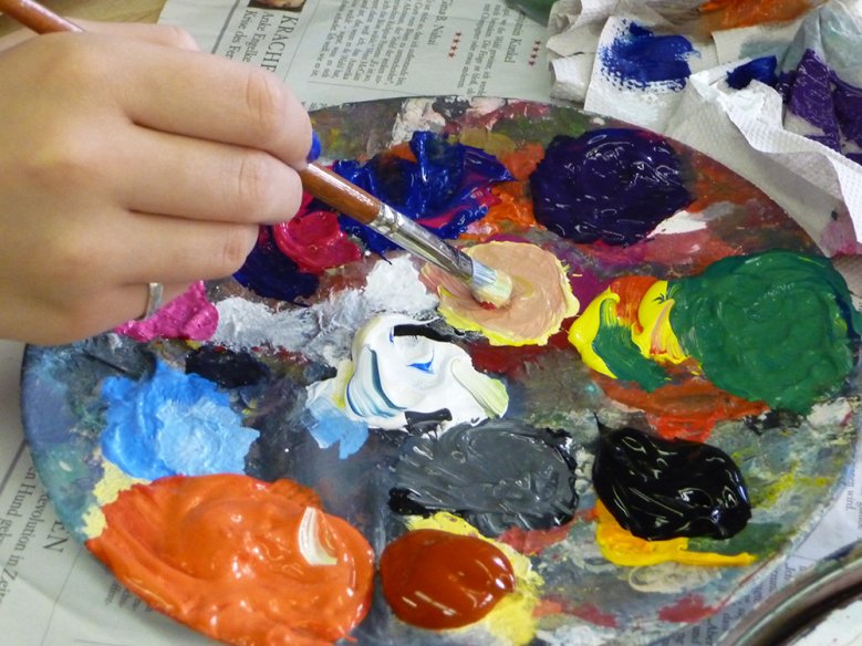 VHS-Acrylmalerei Acrylfarbpalette mit Pinsel