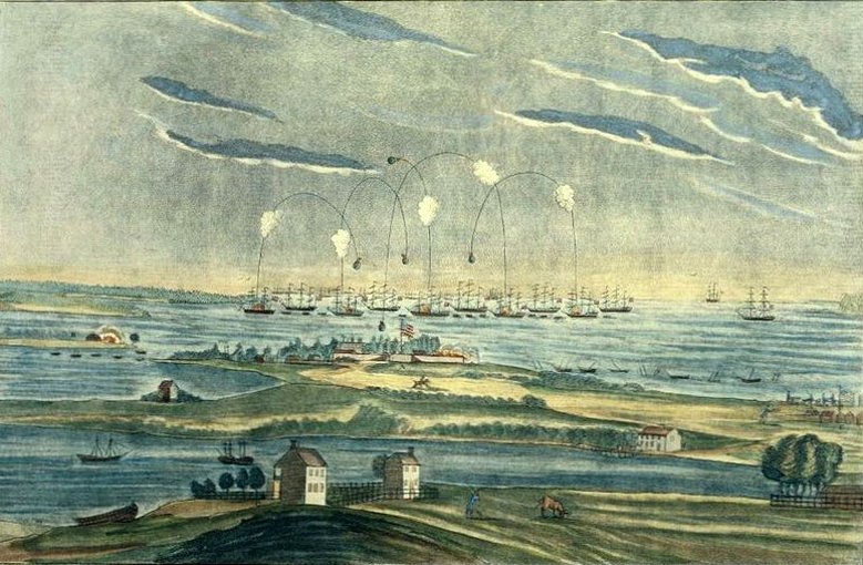 Henry 1814 Zeitgenössische Darstellung des Beschusses von Fort McHenry durch die Royal Navy am 14. September 1814