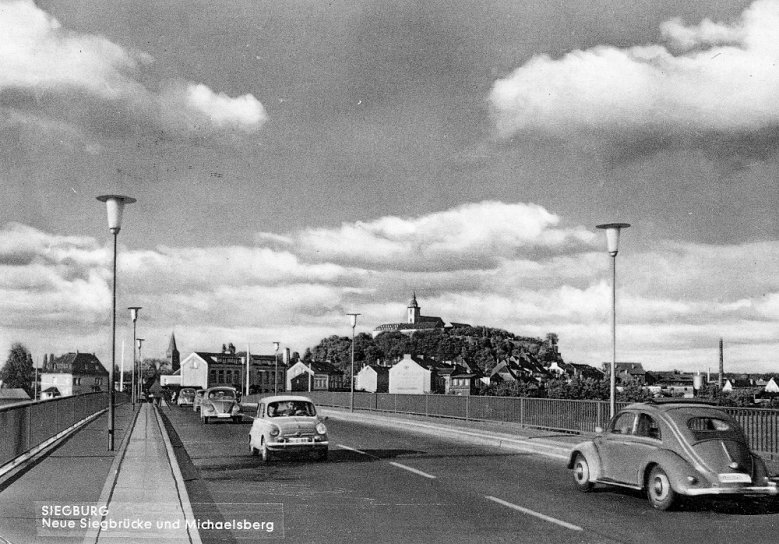 Siegbrücke Neue Siegbrücke mit modernen Lampen 1956