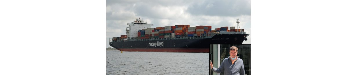 Containerschiff Containerschiff "Savannah Express", eingeklinkt das Portrait von Marco Devigili