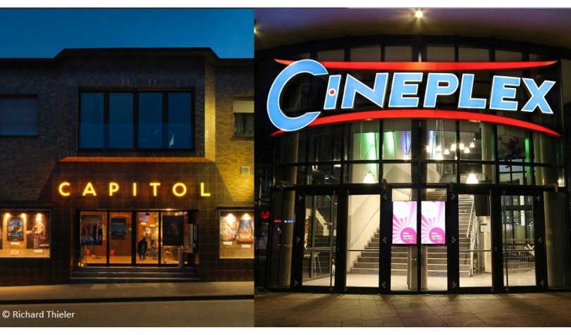Siegburger Kinos Capitol und Cineplex Nachtansicht