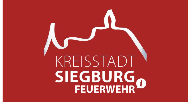 Newsteaser - Feuerwehr Das Bild zeigt das Logo der Stadt Siegburg auf rotem Hintergrund mit dem Zusatz Feuerwehr