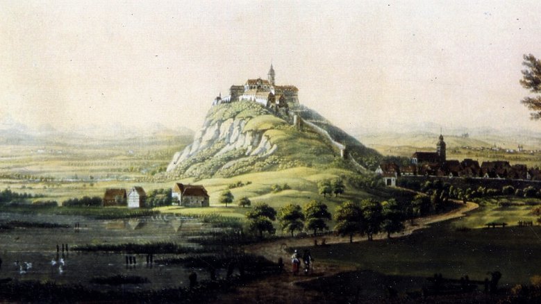 Siegburg um 1800, Blick auf das Holztor von Nordosten Stadtansicht