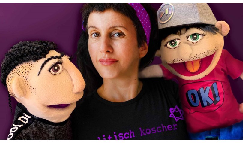 Bubales Shlomit Tripp mit zwei Handpuppen