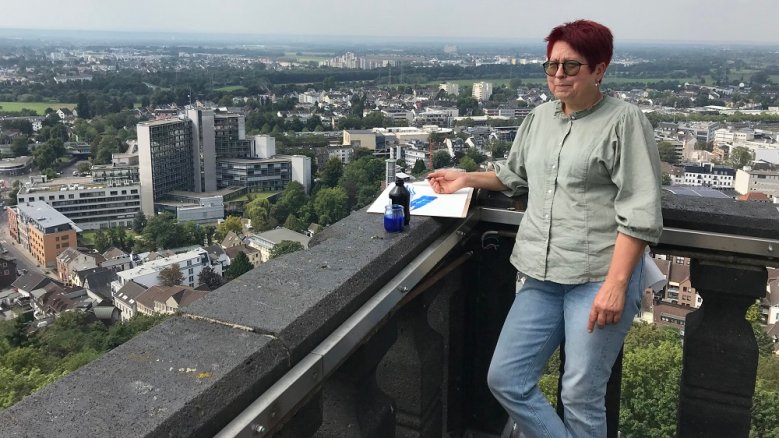 Katharina Krenkel Katharina Krenkel auf dem Turm der Abteikirche