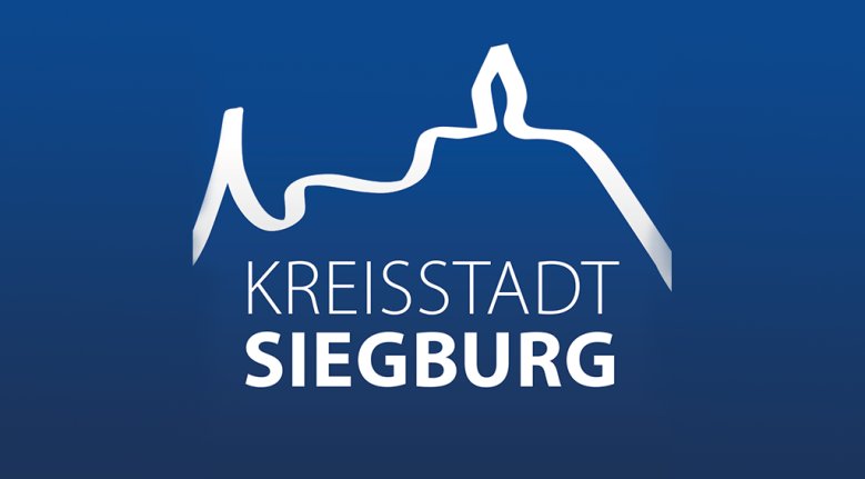 Logo - Siegburg Das Bild zeigt das Siegburg Logo auf blauem Hintergrund