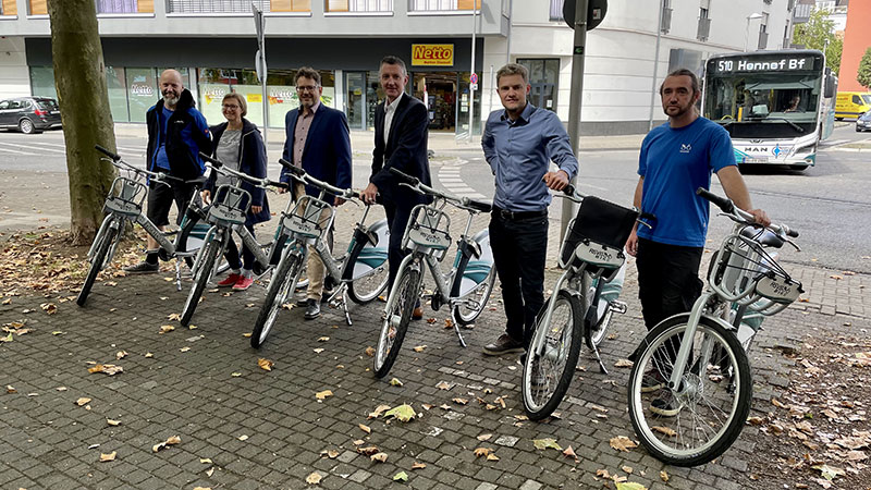 Leihräder in Siegburg mit Bürgermeister Stefan Rosemann