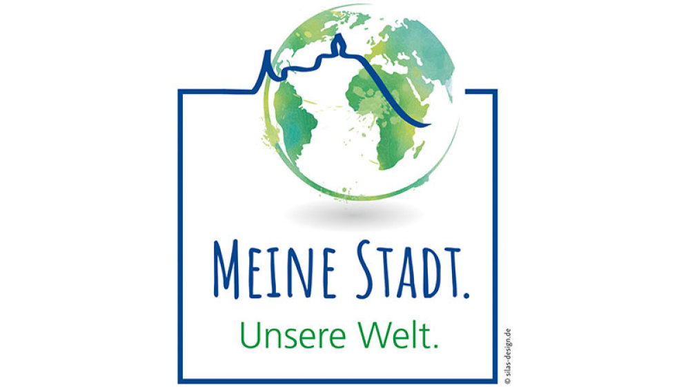 Das Bild zeigt das Logo der Aktion "Meine Stadt. Unsere Welt"