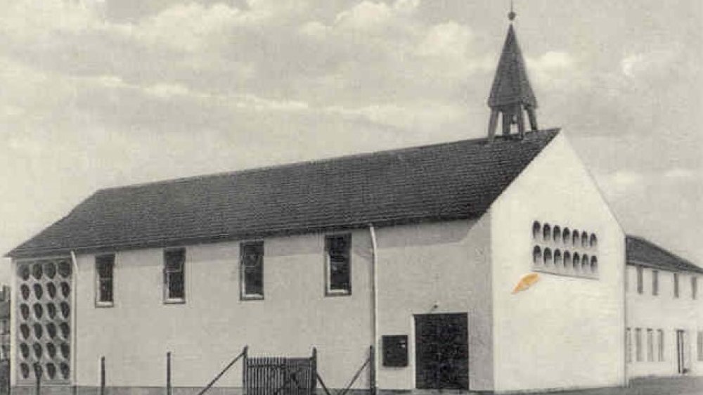 Schwarz-weiß-Foto der Kirche St. Marien