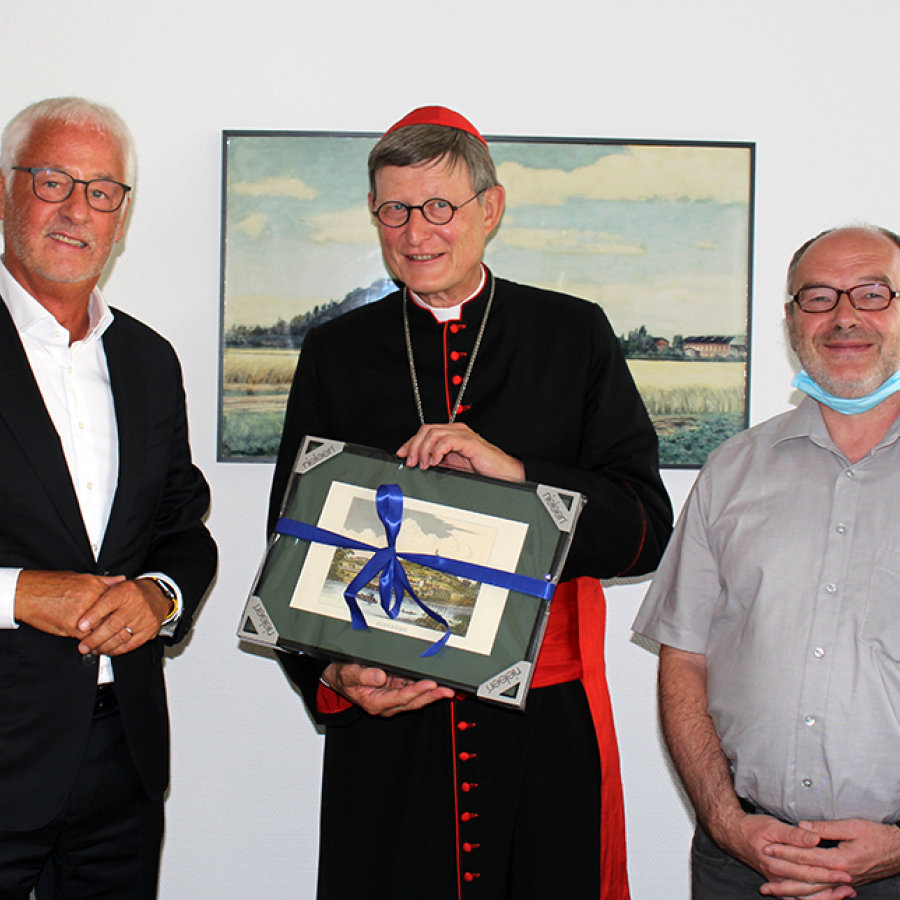 v.l.n.r.: Bürgermeister Franz Huhn, Erzbischof Rainer Kardinal Woelki und Pfarrer Karl-Heinz Wahlen