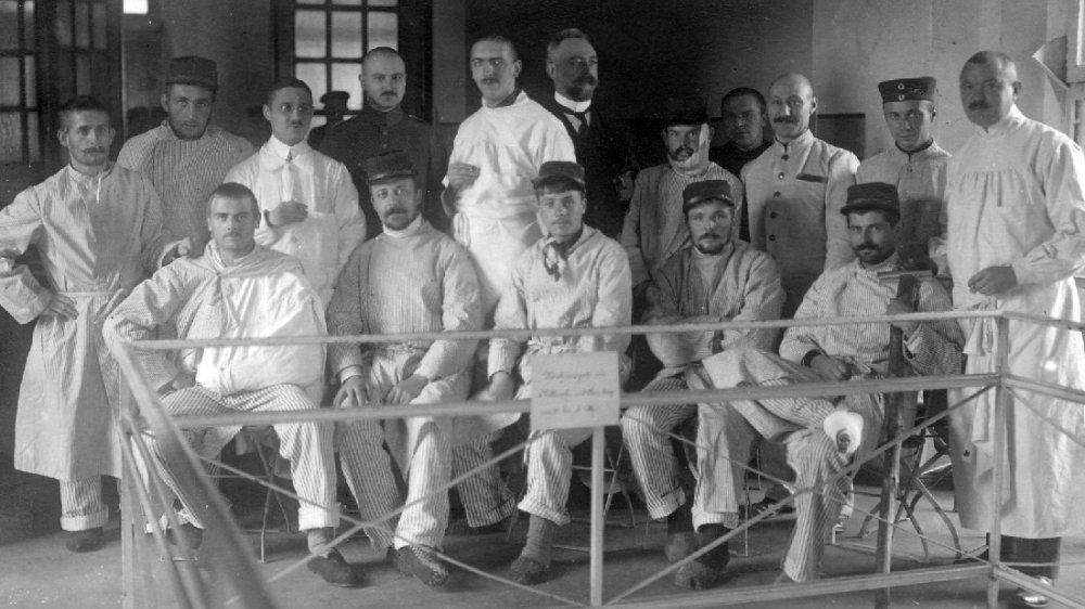 Lazarett mit verwundeten Soldaten auf dem Michaelsberg im Jahre 1915