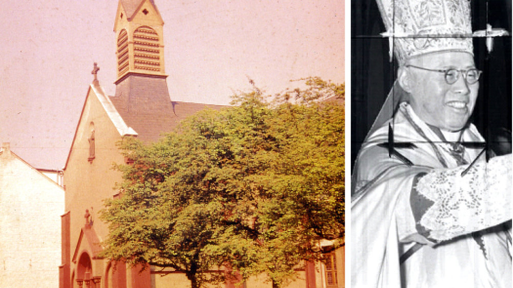 Herz-Jesu-Krankenhauskapelle in der Ringstraße um 1960 und Kardinal Tien Ken-sin