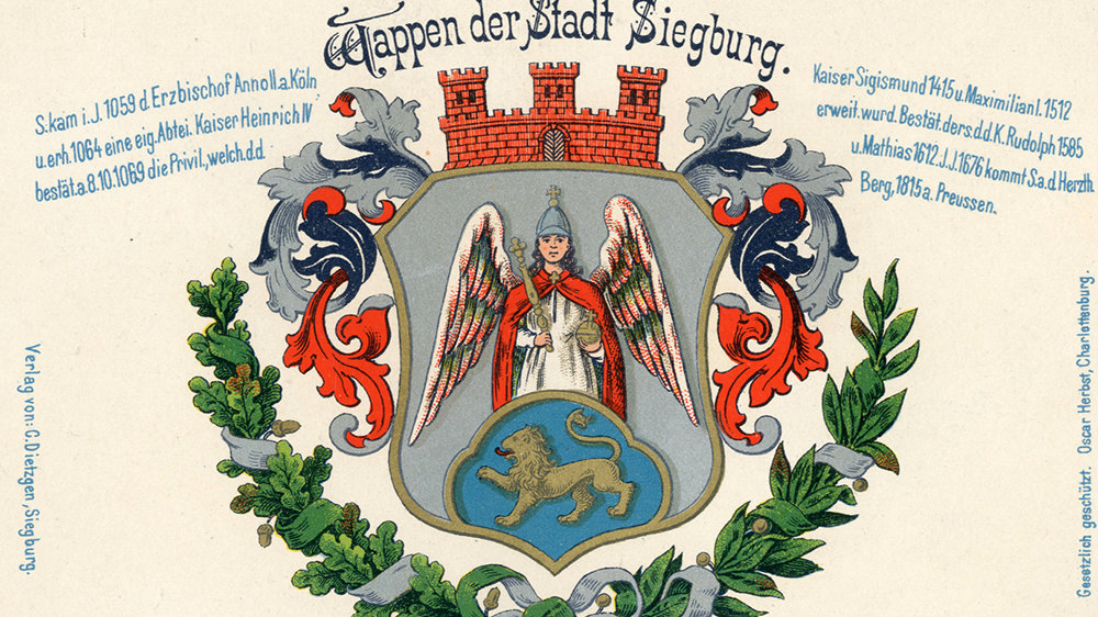 Postkarte mit Siegburger Wappen