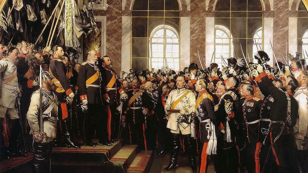 Zeichnung: Kaiserproklamation im Spiegelsaal, von Anton von Werner