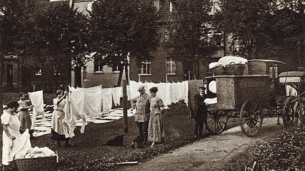 Rasen- und Lufttrockenplatz der Siegburger Wasch- und Bügelanstalt 1911