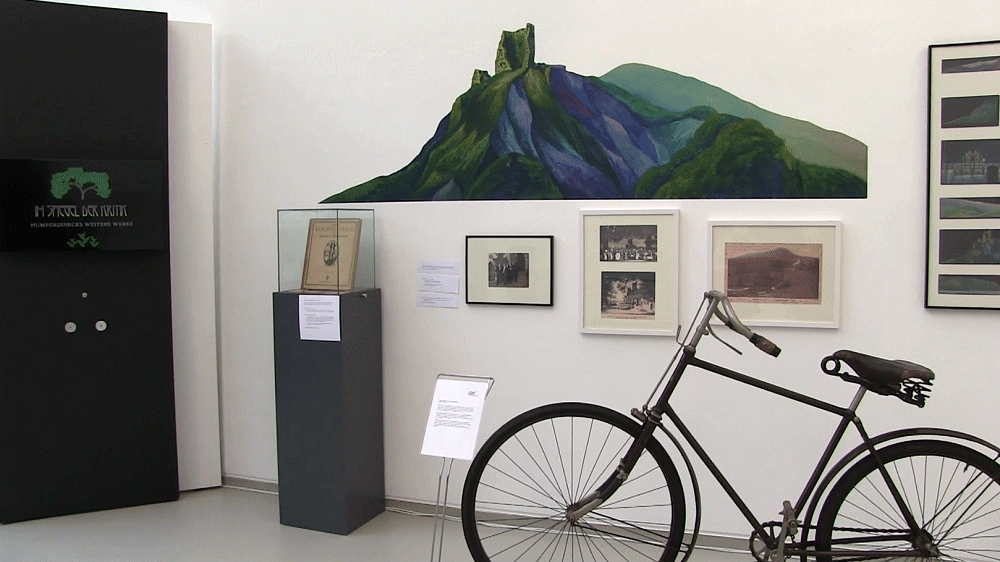 Stadtmuseum - altes Fahrrad und Bilder an der Wand