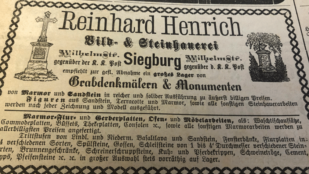 Anzeige Henrich von 1888