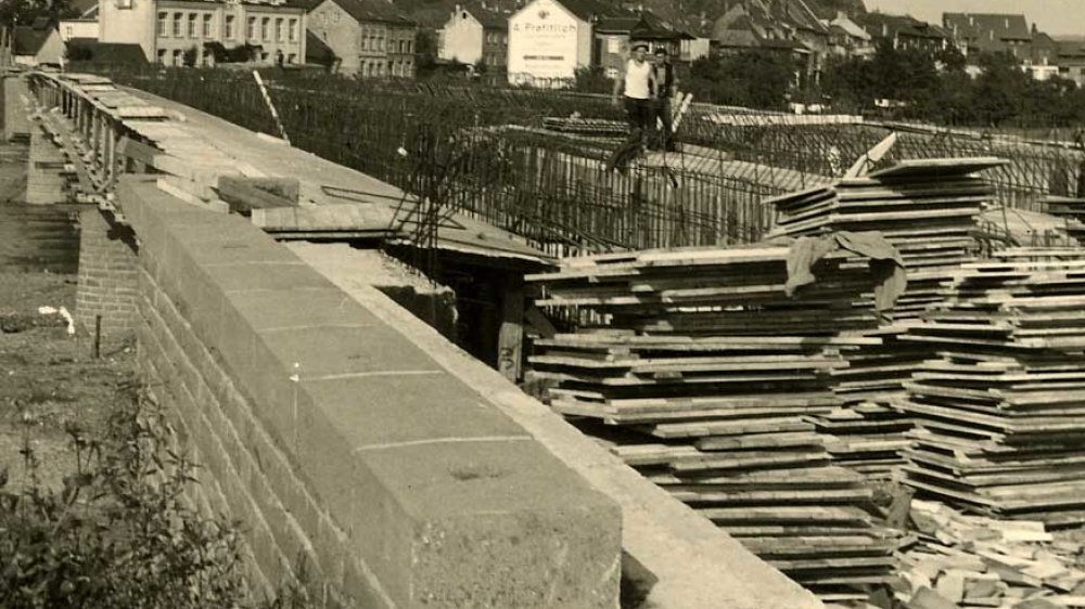 Bauarbeiten Siegbrücke 1956