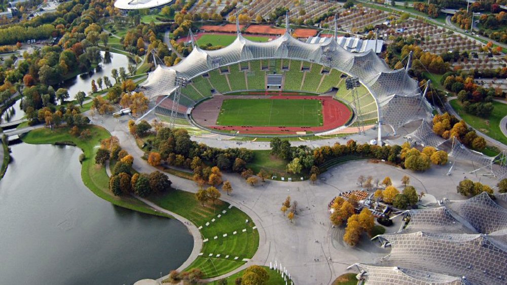 Luftbild des Olympiastadions in München